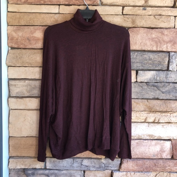 Zara W&B Collection maroon lightweight turtleneck knit top NWT Large - Picture 1 of 10